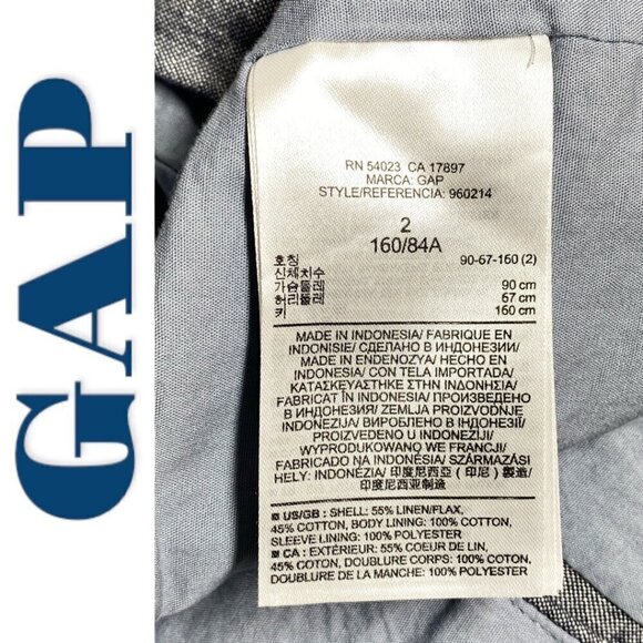 NWT GAP Linen Cotton Blend 2 Button Chambray Blue Summer Uniform Blazer, Size 2 - Picture 7 of 10